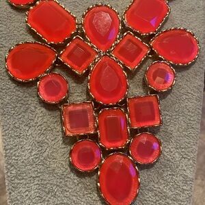 Emily Ray Statement Necklace Pink & Gold Bib